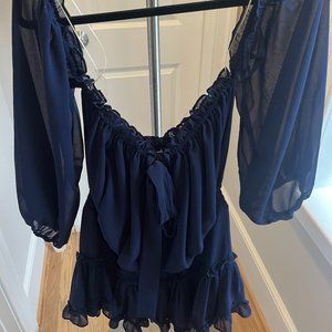 MISA Navy Mini Dress Long Sleeve